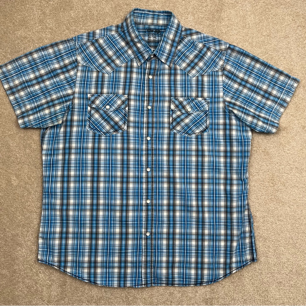 Urban Pipeline Shirt Adult XL Blue Pearl Snap Button Up Western Style Preppy Men